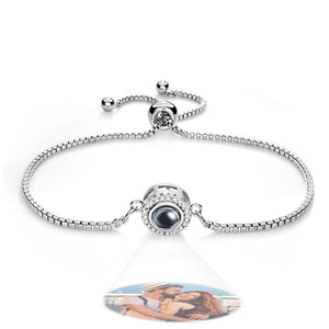 Personalized Photo Projection Bracelet Round Zircon Adjustable Bracelet Valentine's Day Gift