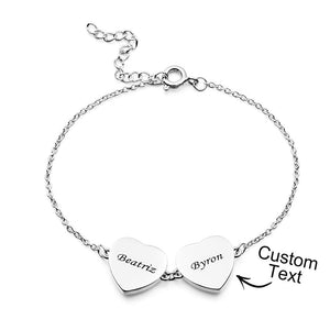 Custom Photos Bracelet Two Hearts Connection Bracelet For Couples