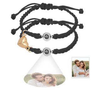 Custom Photo Projection Bracelet Simple Woven Magnetic Bracelet Gift for Couple Valentine's Day Gift