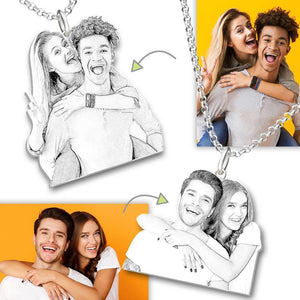 Custom Photo Necklace Stainless Steel Memorial Gifts Couple Gifts