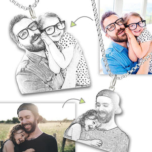 Heart Laser Necklace Photo Engraved Pendant Pet Tag Necklace Gift For Your Lover