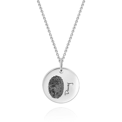 Custom Actual Fingerprint Handwriting Photo Necklace Copper in Silver 