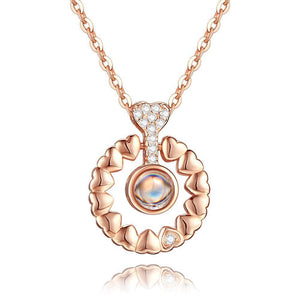 Personalized Projection Round Photo Necklace - Rose Gold