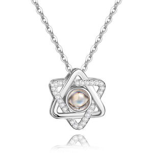 Projection Necklace Six Star Photo Necklace Heart Pendant Gift For Women I Love You Necklace 100 languages