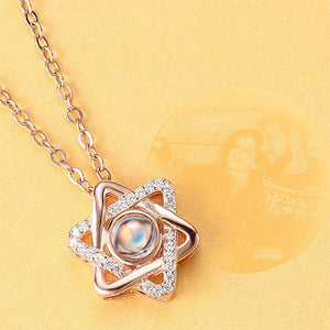 Personalized Projection Six Star Photo Necklace - Rose Gold