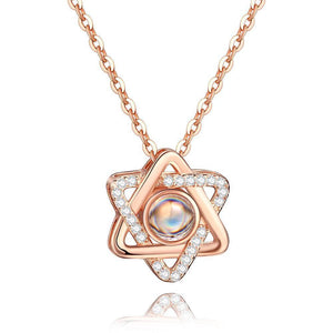 Personalized Projection Six Star Photo Necklace - Rose Gold
