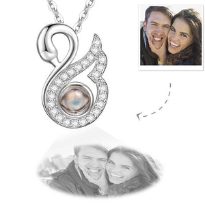 Photo Projection Necklace Swan Crystal Necklace With Picture - Silver