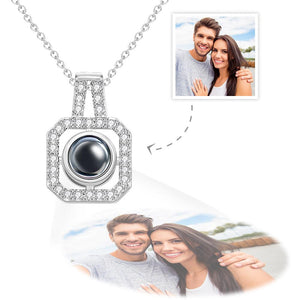 Custom Photo Projection Necklace Square Photo Projection Pendant Necklace for Her