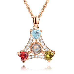 Personalized Projection Sector Three Colors Crystal Photo Necklace - Rose Gold