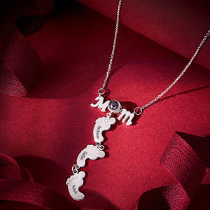 Custom Projection Engraved Necklace Funny Feet Mother's Day Gifts