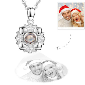 Personalized Projection Photo Four Little Heart Necklace Silver Christmas Gifts