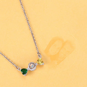 Personalized Projection Photo Bow Necklace Silver