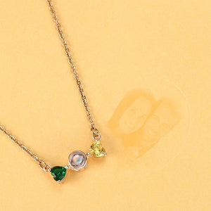 Personalized Projection Photo Bow Necklace Rose Gold