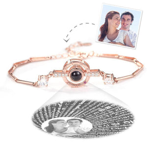 Personalized I Love You Custom Round-shaped Bracelet in 100 Language Rose Gold Plated