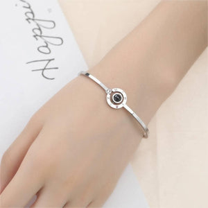Projection Photo Bracelet Bangle Silver Gift for Her