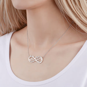 Infinity Five Name Necklace Silver