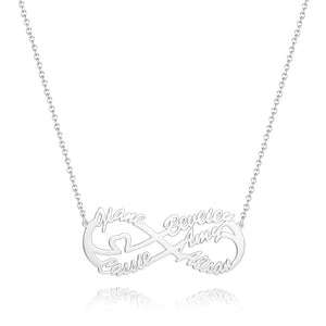 Infinity Five Name Necklace Silver
