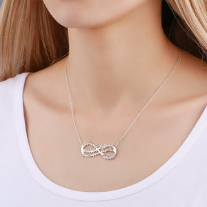 Infinity Six Name Necklace Silver