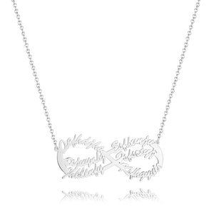 Infinity Six Name Necklace Silver