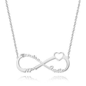 Personalized Infinity 3-6 Names Necklace Copper in Silver