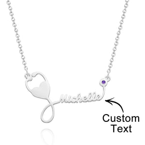 Custom Engraved Birthstone Necklace Stethoscope Gifts