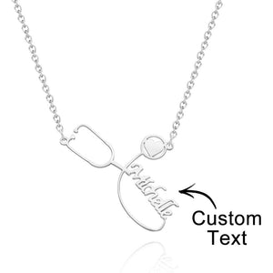 Custom Engraved Necklace Dainty Name Stethoscope Medical Student Gifts