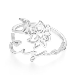 Custom Name Birth Month Flower Ring Dainty Floral Jewelry Birthday Gift March Daffodil