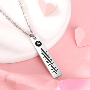 Personalized Bar Necklace Spotify Code Necklace-Custom Name Stainless Steel Necklace-Gifts For Her