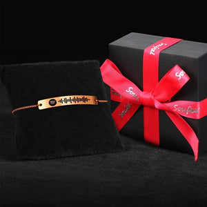 Scannable Spotify Code Bracelet Spotify Favorite Song Engraved Bar Bracelet Rose Gold Anniversary Gifts