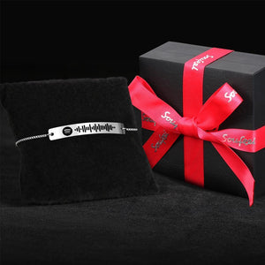 Scannable Spotify Code Bracelet Engraved Bar Bracelet Silver Color Gifts for Girlfriend