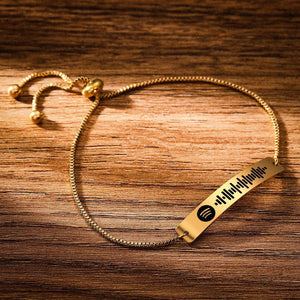Scannable Spotify Code Bracelet Engraved Bar Bracelet Golden Color Gifts