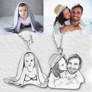Heart Laser Necklace Photo Engraved Pendant Pet Tag Necklace Gift For Your Lover