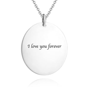 Personalized Oval Engraved Photo Necklace Silver Laser Engraved Photo Best Anniversary Gift