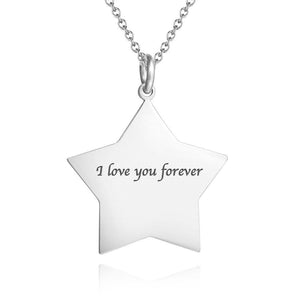 Personalized Star Engraved Photo Necklace Silver