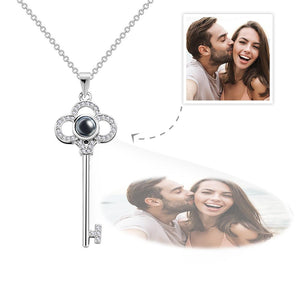 Custom Photo Projection Necklace Creative Key Necklace Birthday Gift