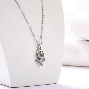 Custom Projection Necklace Custom Photo Rose Rhinestone Memorial Gifts