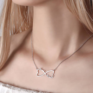 Heart Infinity Name Necklace Platinum Plated Sliver