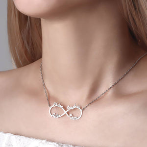 Infinity Four Name Necklace Silver