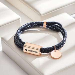 Custom Man's Braclet Spotify Code Personalised Engraved Bracelet Gift For Him