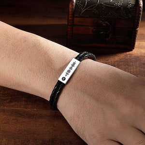 Personalised Man's Black Spotify Code Engraved Bracelet Gift For Him